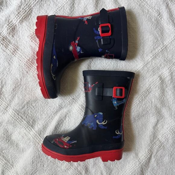 Joules Jnr Welly Print Rain Boot Navy Animal 12 Little Kid - Picture 1 of 8